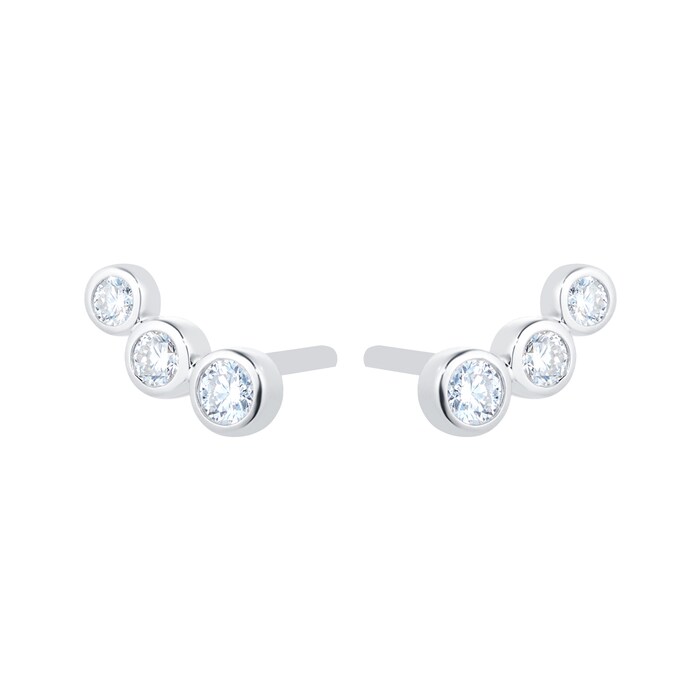 Mappin & Webb Gossamer Silver 0.31cttw 3 Stone Earrings