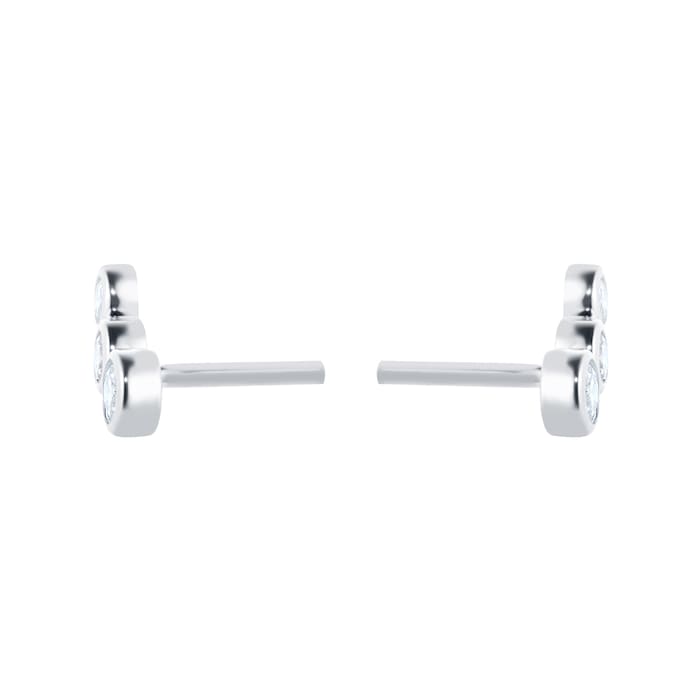 Mappin & Webb Gossamer Silver 0.31cttw 3 Stone Earrings