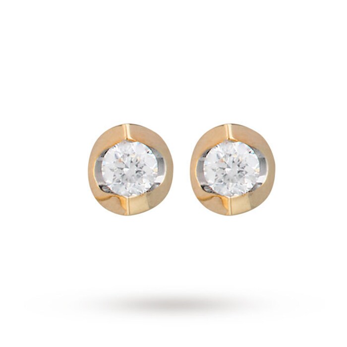 Goldsmiths 9ct Yellow Gold 0.10ct Tension Set Goldsmiths Brightest Diamond Earrings