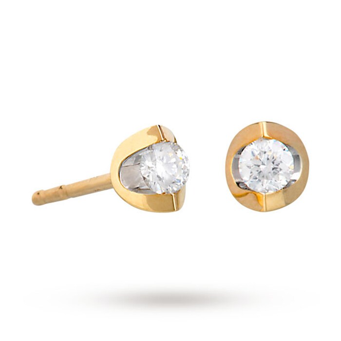 Goldsmiths 9ct Yellow Gold 0.10ct Tension Set Goldsmiths Brightest Diamond Earrings