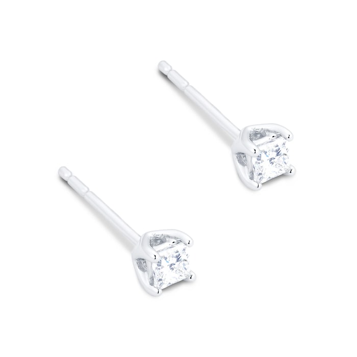 Goldsmiths 9ct White Gold 0.25ct 4 Claw Goldsmiths Brightest Diamond Earrings