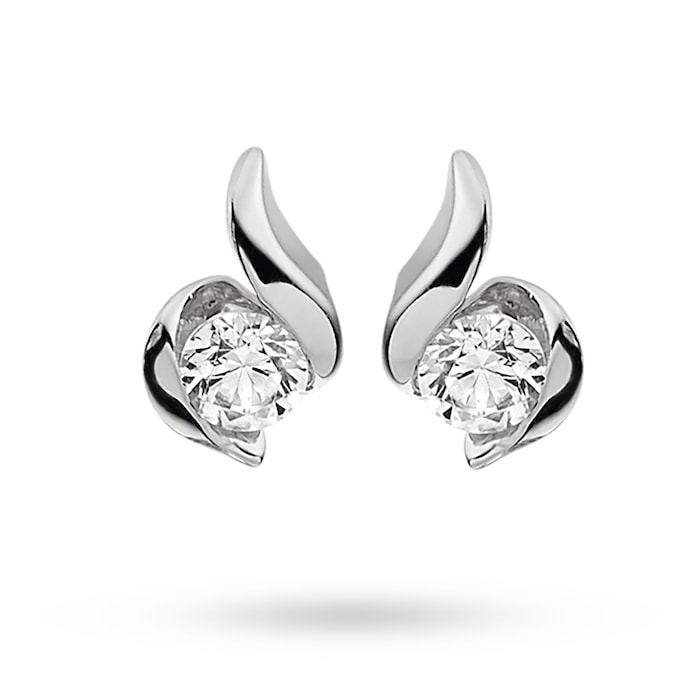 Goldsmiths 9ct White Gold 0.10ct Wrapped In Love Goldsmiths Brightest Diamond Earrings