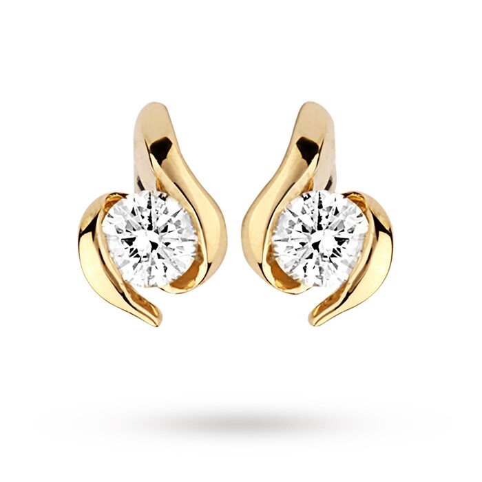 Goldsmiths 9ct Yellow Gold 0.15ct Wrapped In Love Goldsmiths Brightest Diamond Earrings