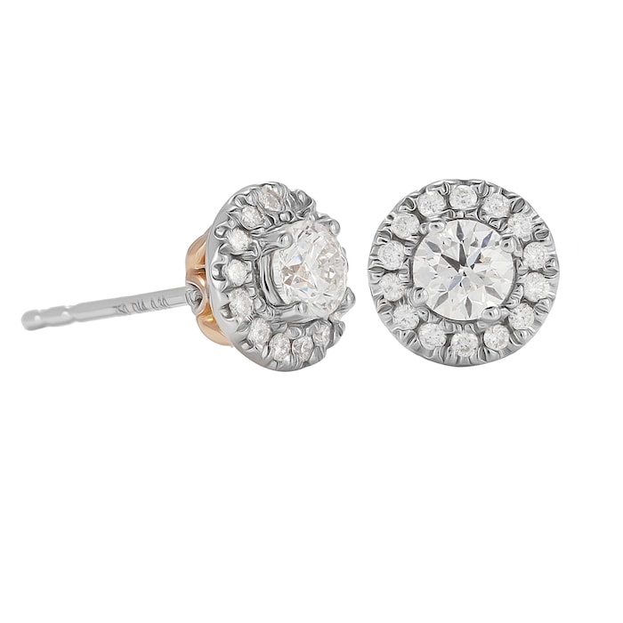 Mappin & Webb Lotus 18ct White and Rose Gold 0.60cttw Diamond Halo Stud Earrings