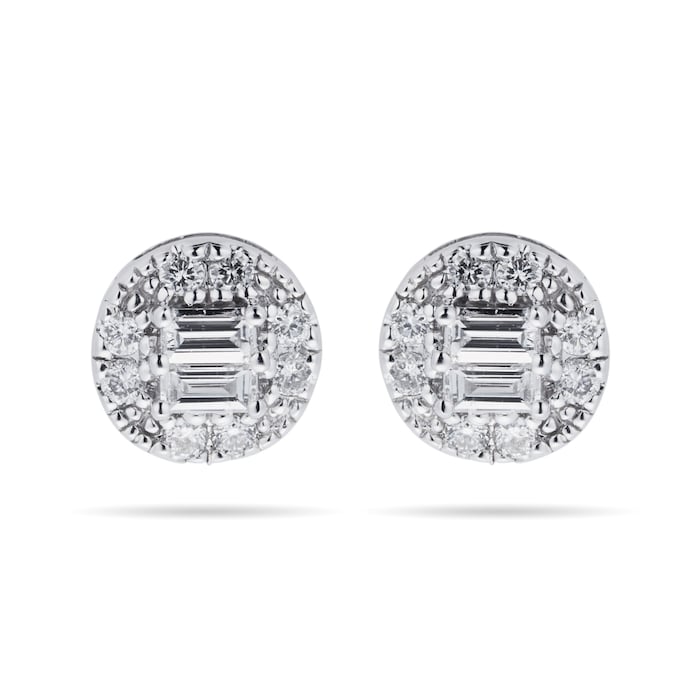 Goldsmiths 9ct White Gold Round & Baguette 0.25cttw Stud Earrings