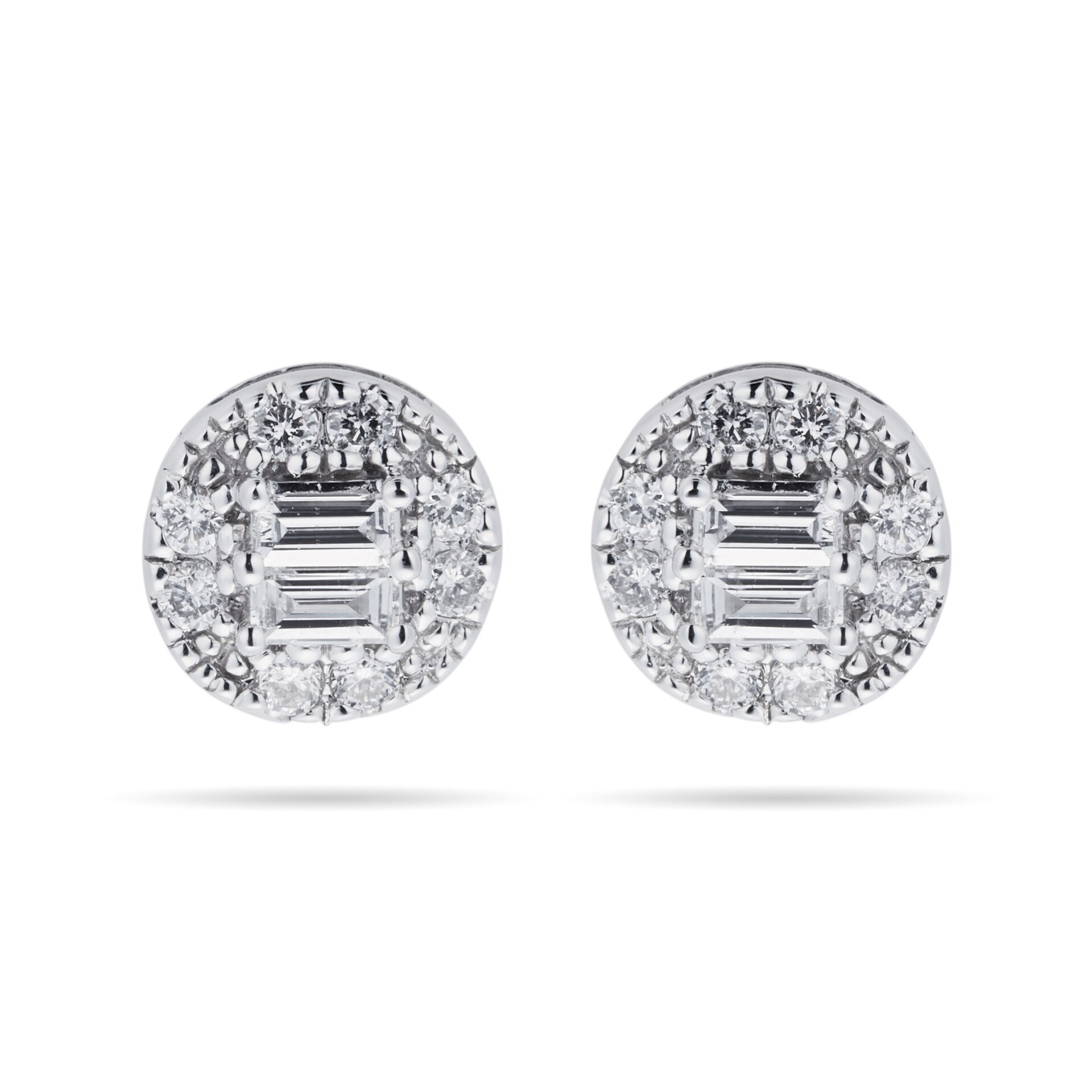 Goldsmiths 9ct White Gold Round & Baguette 0.25cttw Stud Earrings