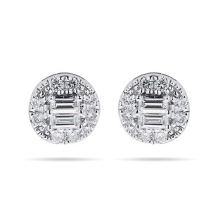 Goldsmiths 9ct White Gold Round & Baguette 0.25cttw Stud Earrings