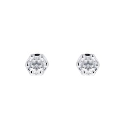12152809 - 9ct White Gold 0.10cttw Bezel Set Illusion Stud Earrings