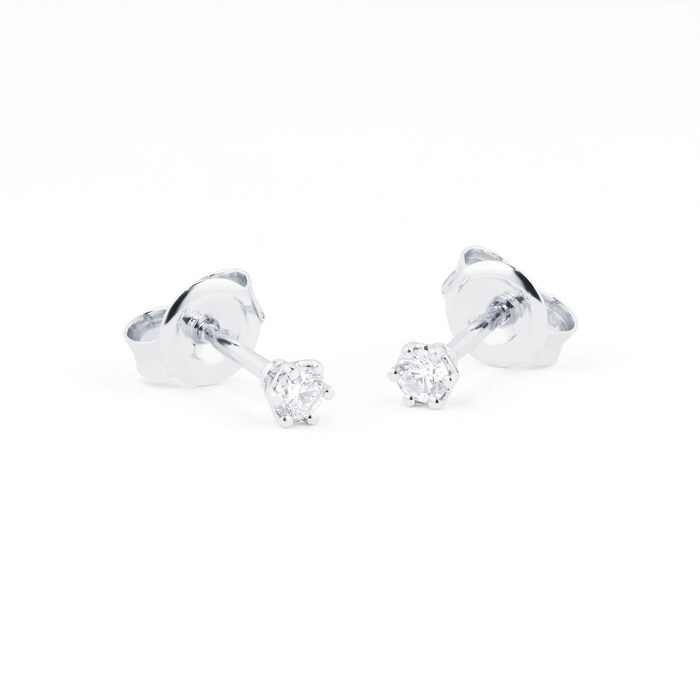 Goldsmiths 9ct White Gold 0.10cttw Bezel Set Illusion Stud Earrings