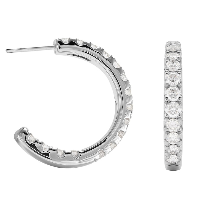 Mappin & Webb 18ct White Gold 1.00ct Diamond Hoop Earrings