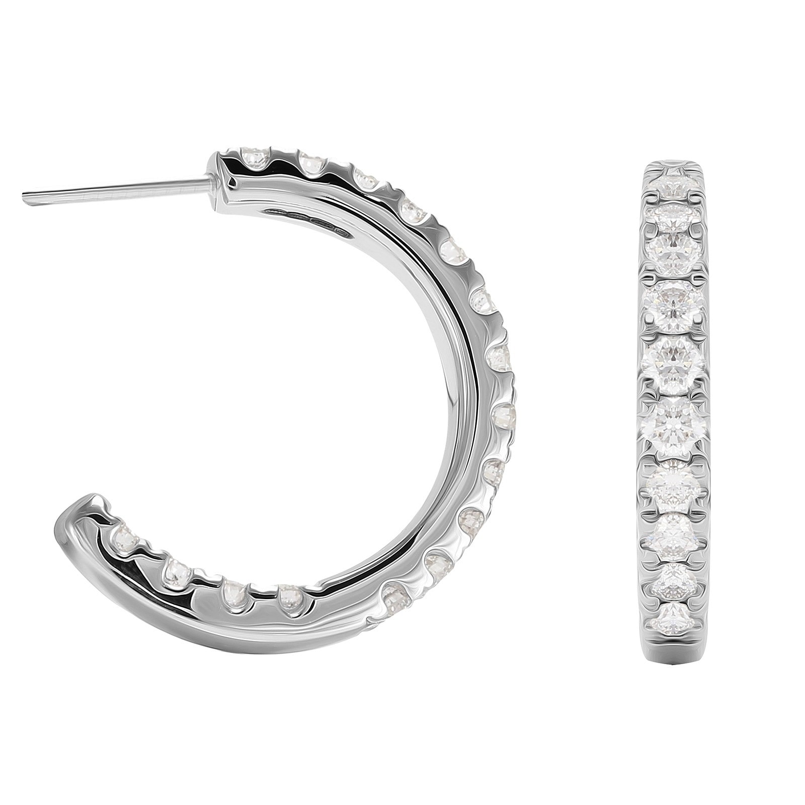 Mappin & Webb 18ct White Gold 1.00ct Diamond Hoop Earrings EA3593D618KW ...