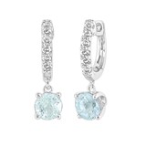 Goldsmiths 9ct White Gold Aquamarine & White Sapphire Hoops With Drop