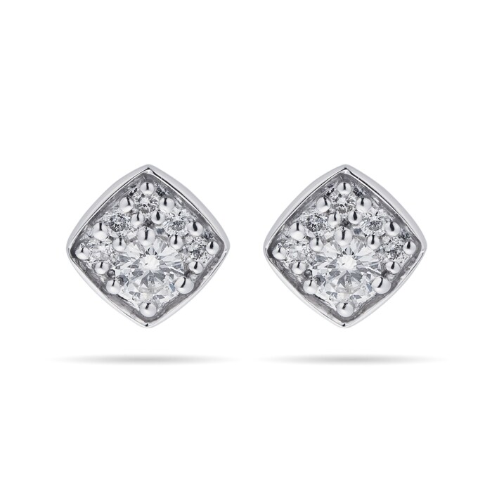 Goldsmiths 9ct White Gold 0.25cttw Round Square Shape Stud Earrings