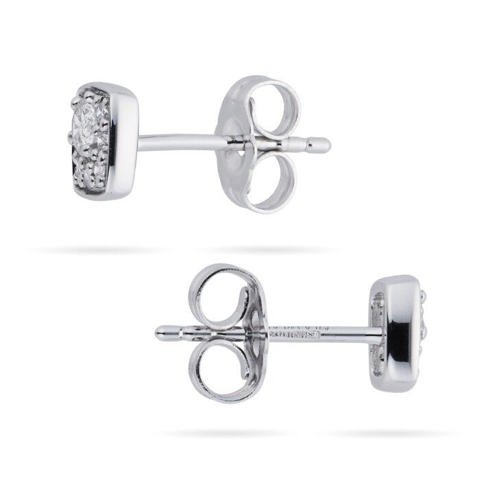 Goldsmiths 9ct White Gold 0.25cttw Round Square Shape Stud Earrings
