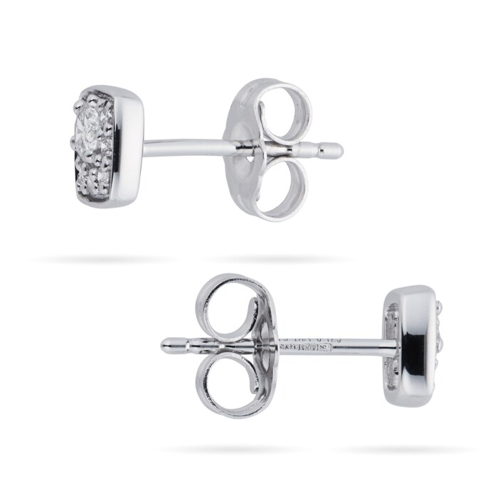 Goldsmiths 9ct White Gold 0.25cttw Round Square Shape Stud Earrings