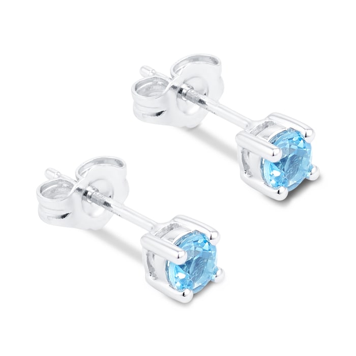 Goldsmiths 9ct White Gold Blue Topaz Stud Earrings