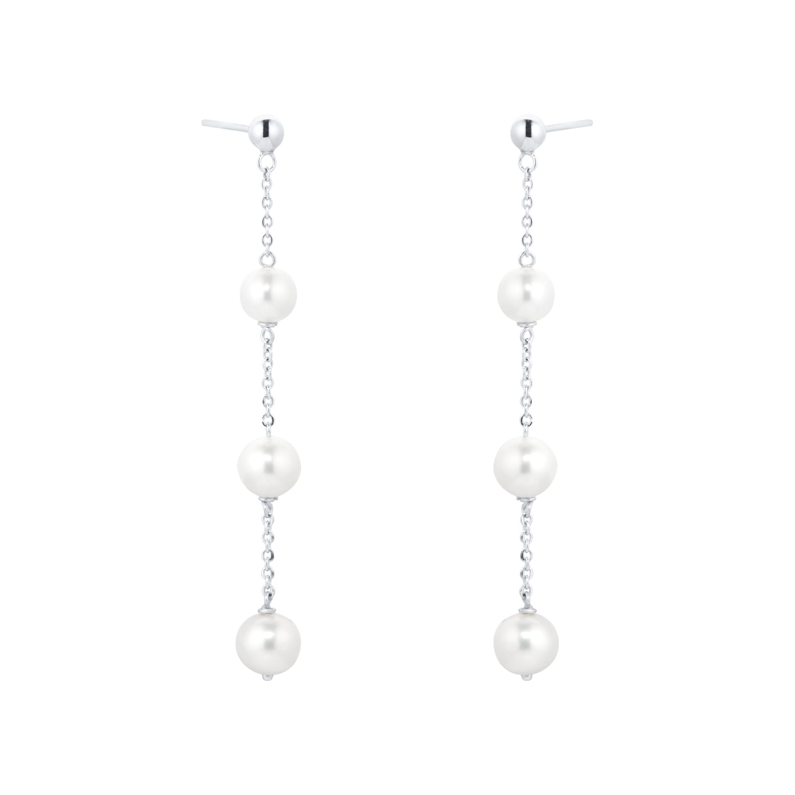 Mappin & Webb Gossamer 18ct White Gold 3 Freshwater Pearl Drop Earrings