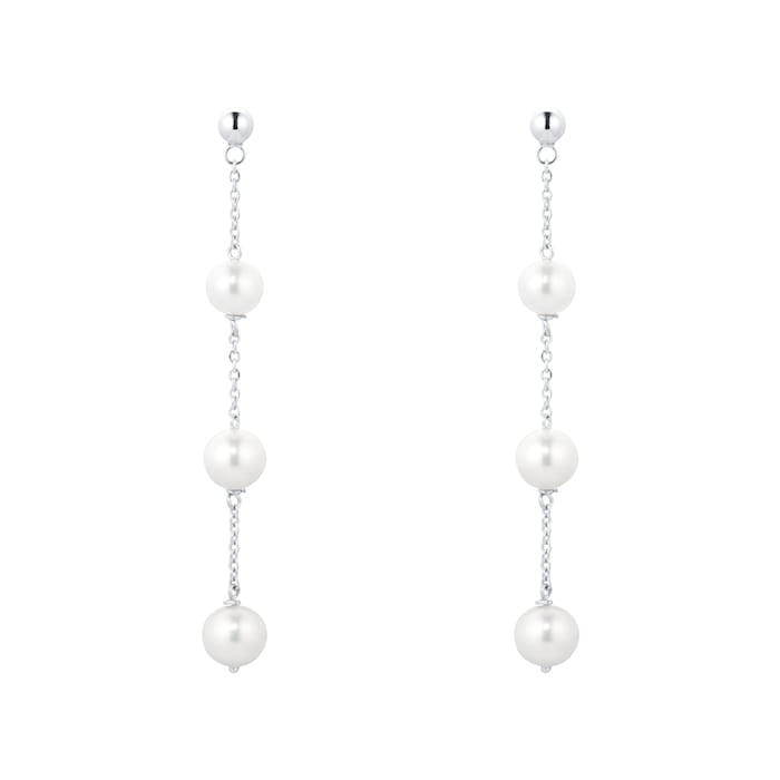 Mappin & Webb Gossamer 18ct White Gold 3 Freshwater Pearl Drop Earrings