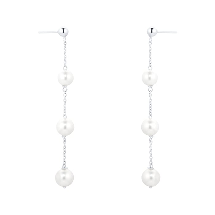 Mappin & Webb Gossamer 18ct White Gold 3 Freshwater Pearl Drop Earrings