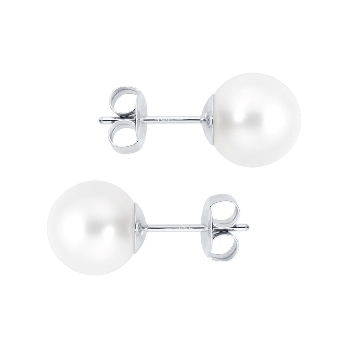 Mappin & Webb 18ct White Gold 9mm Freshwater Pearl Stud Earrings