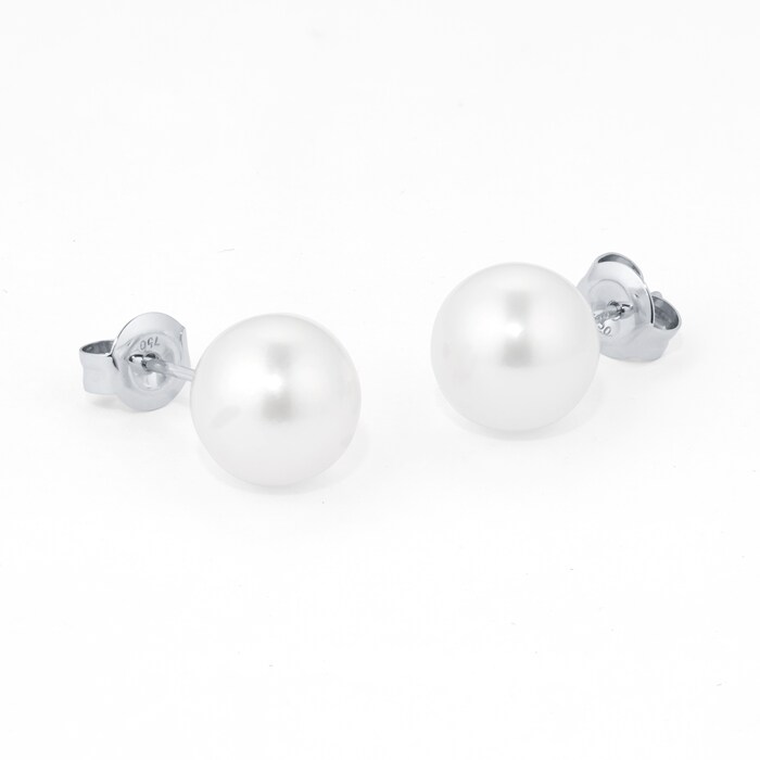 Mappin & Webb 18ct White Gold 9mm Freshwater Pearl Stud Earrings