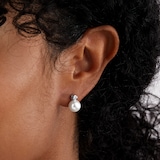 Mappin & Webb 18ct White Gold 0.10ct Diamond & 8mm Freshwater Pearl Stud Earrings