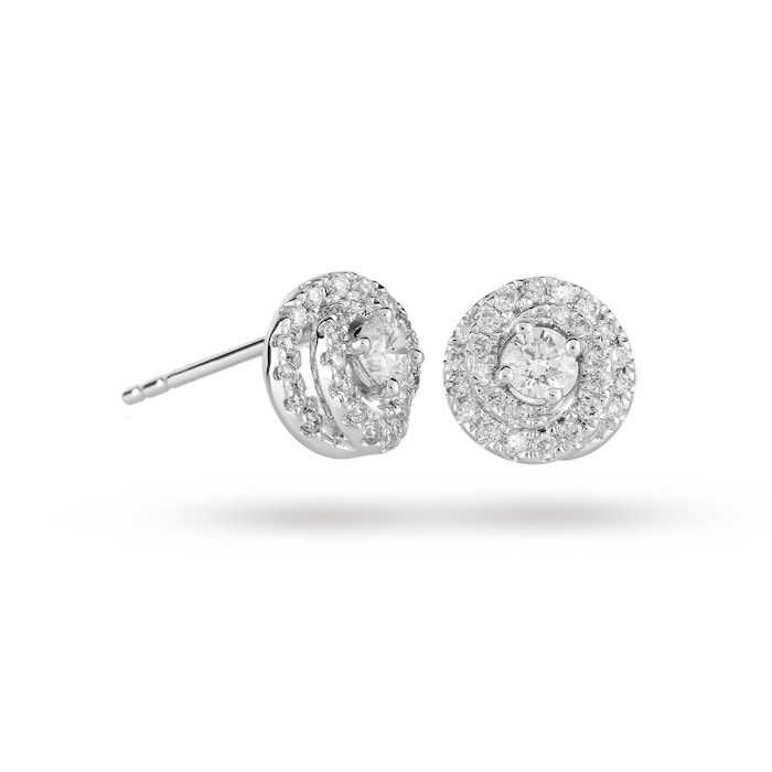Goldsmiths 18 Carat White Gold 0.50 Carat Total Weight Halo Earrings