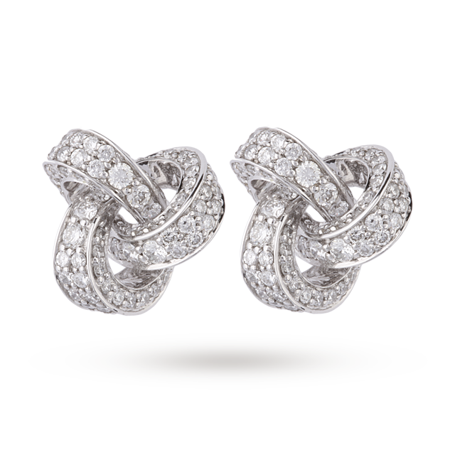 Goldsmiths 9ct White Gold 1.19ct Diamond Knot Stud Earrings