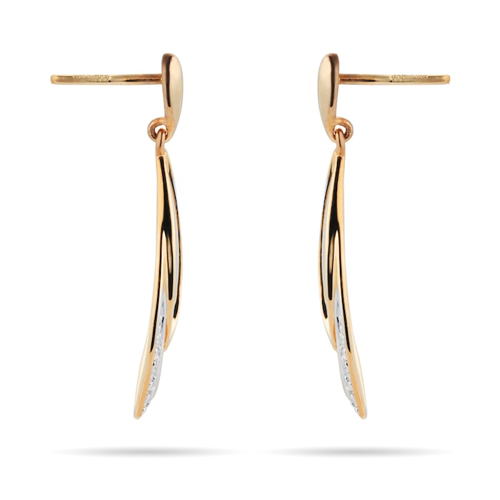 Goldsmiths 9ct Yellow Gold Diamond Marquise Drop Earrings