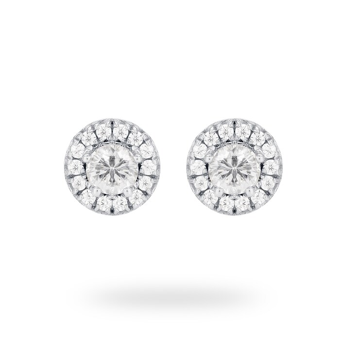 Goldsmiths 9ct White Gold 0.16ct Diamond Illusion Halo Earrings