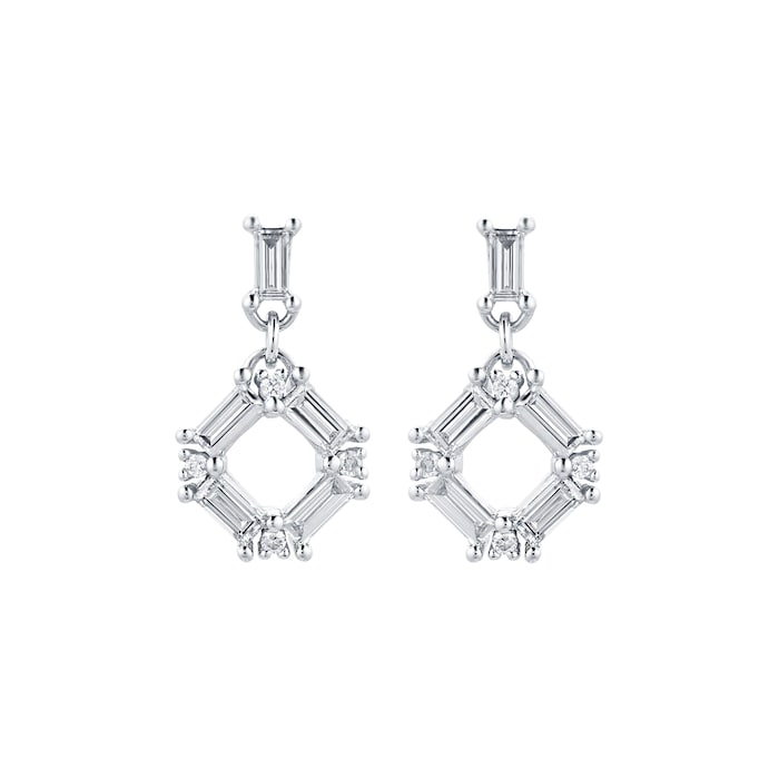 Mappin & Webb Renee 18ct White Gold 0.43cttw Diamond Open Square Drop Earrings