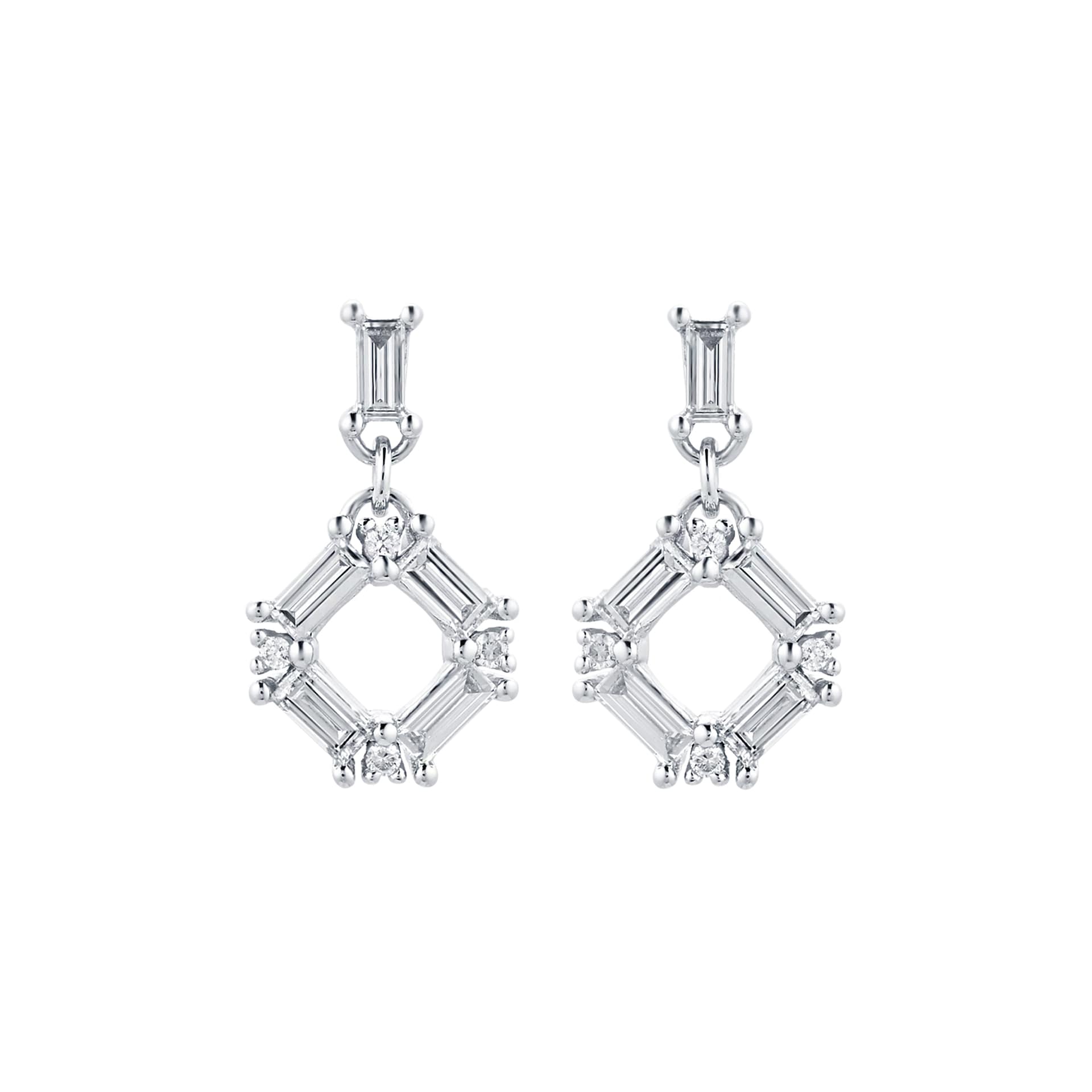 Mappin & Webb Renee 18ct White Gold 0.43cttw Diamond Open Square Drop Earrings