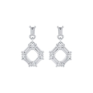 Mappin & Webb Renee 18ct White Gold 0.43cttw Diamond Open Square Drop Earrings