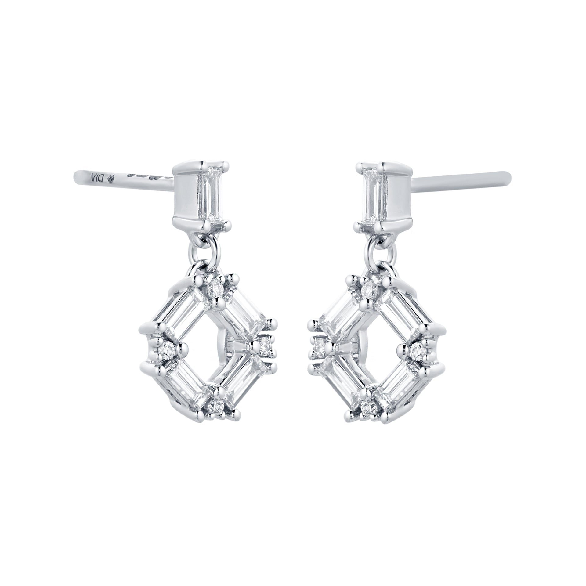 Mappin & Webb Renee 18ct White Gold 0.43cttw Diamond Open Square Drop Earrings