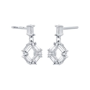 Mappin & Webb Renee 18ct White Gold 0.43cttw Diamond Open Square Drop Earrings