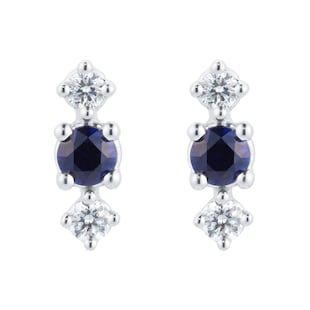Mappin & Webb Carrington 18ct White Gold Sapphire & Diamond Stud Earrings