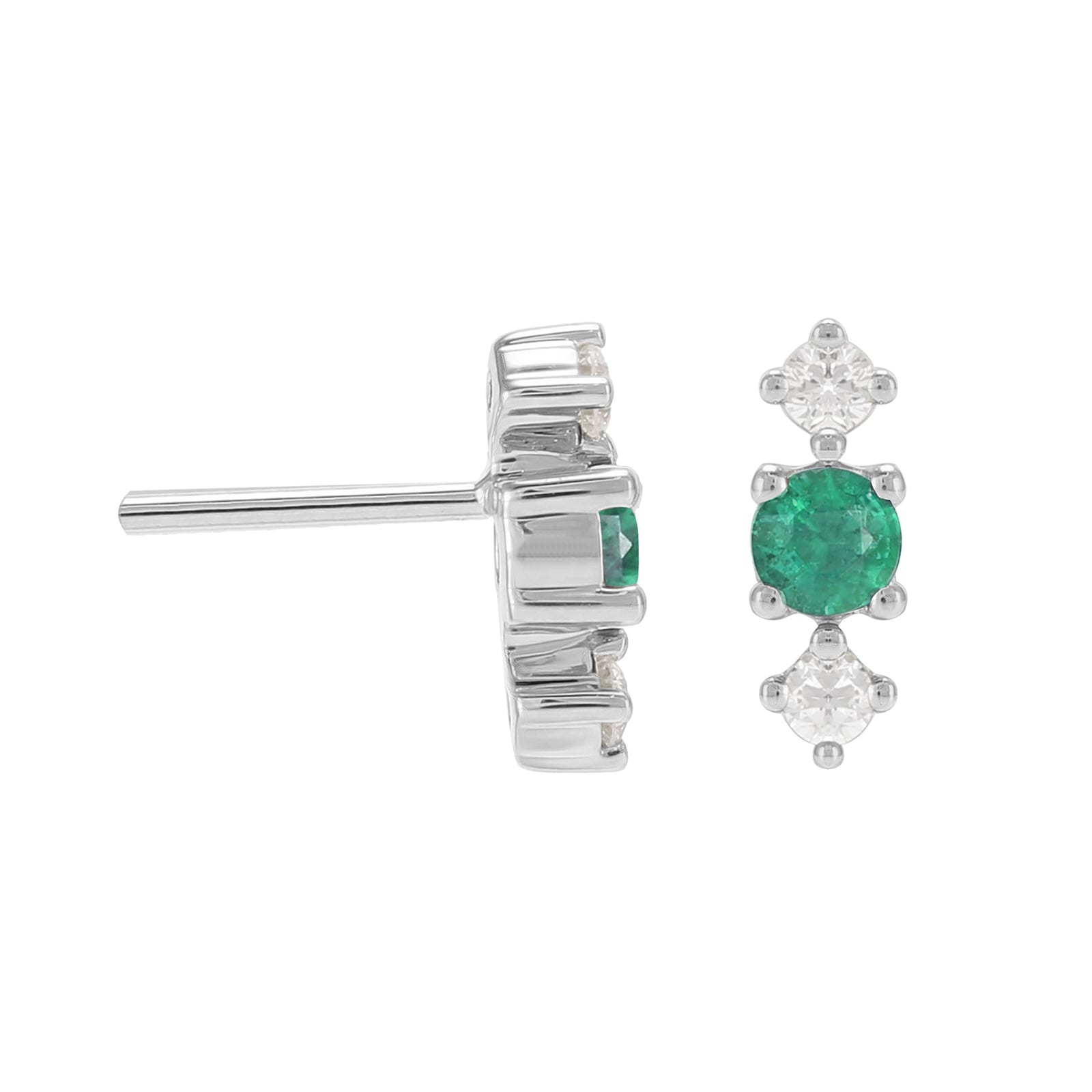 Mappin & Webb Carrington 18ct White Gold Emerald & Diamond Stud Earrings