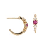 Mappin & Webb Carrington 18 Yellow Gold Ruby & Diamond Hoop Earrings