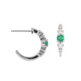 Mappin & Webb Carrington 18 White Gold Emerald & Diamond Hoop Earrings