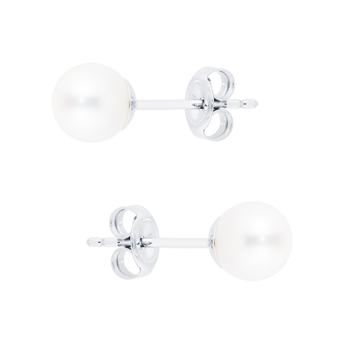 Mappin & Webb 18ct White Gold 6mm Freshwater Pearl Stud Earrings