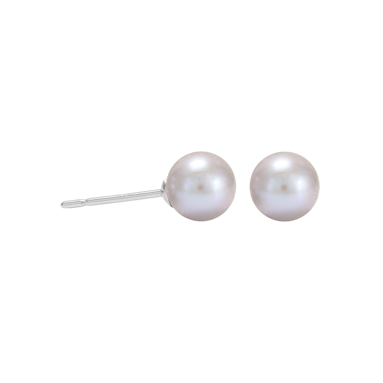 Mappin & Webb 18ct White Gold Grey 6mm Freshwater Pearl Stud Earrings