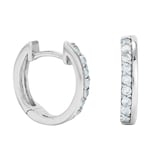 Goldsmiths 9ct White Gold Blue Topaz Huggie Hoop Earrings