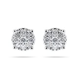 Goldsmiths 9ct White Gold 0.40ct Mixed Stone Cluster Stud Earrings