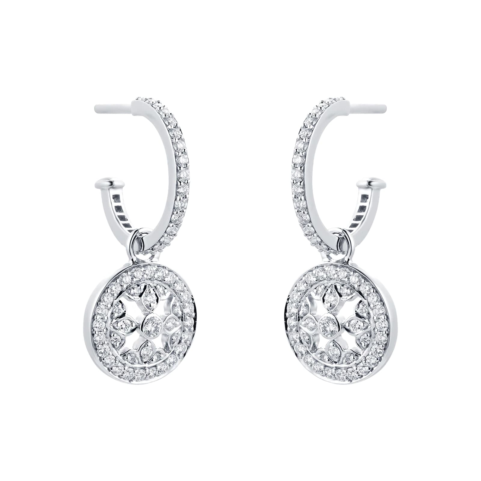 Mappin & Webb Empress 18ct White Gold 0.64cttw Diamond Sleeper Earrings