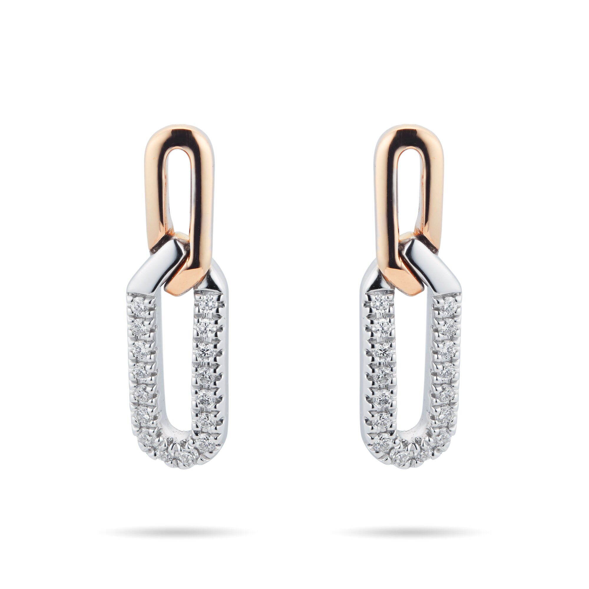Mappin & Webb Harmony 18ct Rose and White Gold 0.15cttw Diamond Drop Earrings