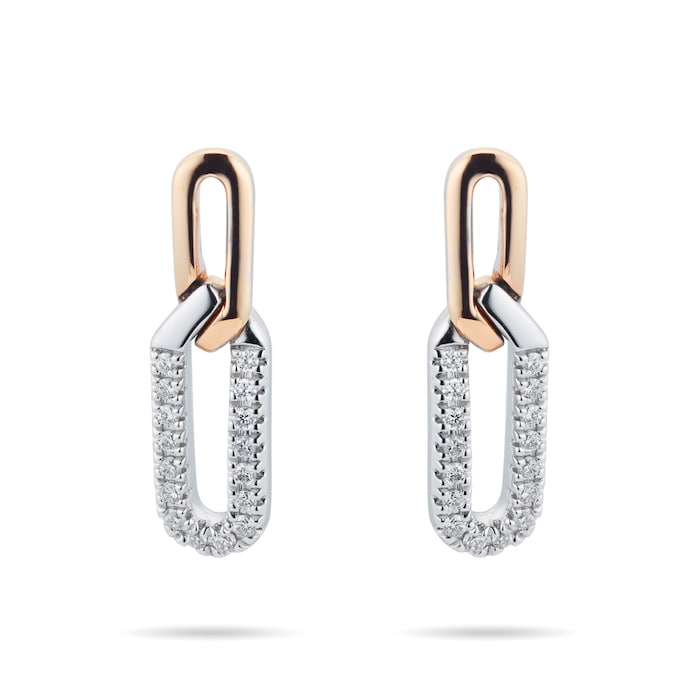 Mappin & Webb Harmony 18ct Rose and White Gold 0.15cttw Diamond Drop Earrings