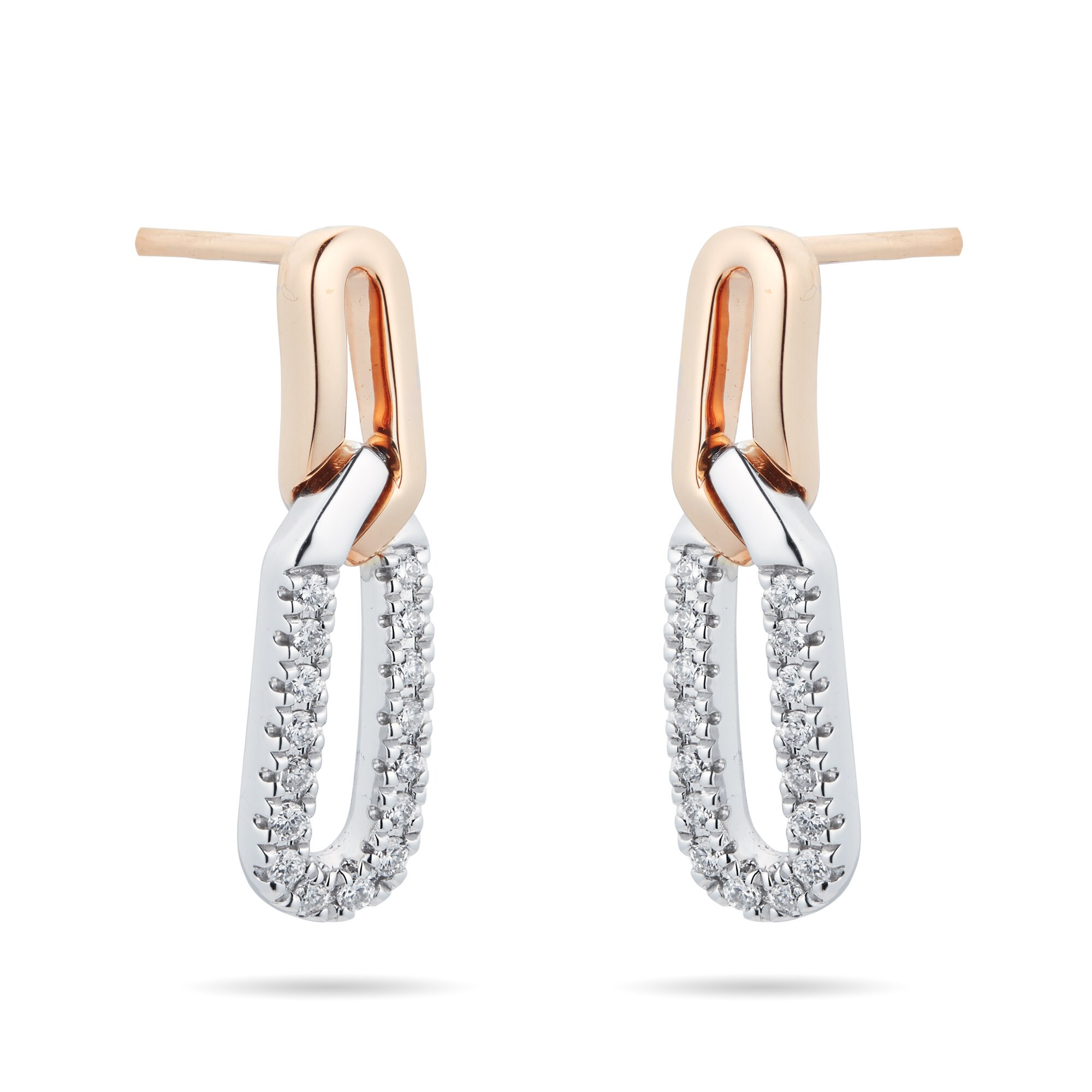 Mappin & Webb Harmony 18ct Rose and White Gold 0.15cttw Diamond Drop Earrings
