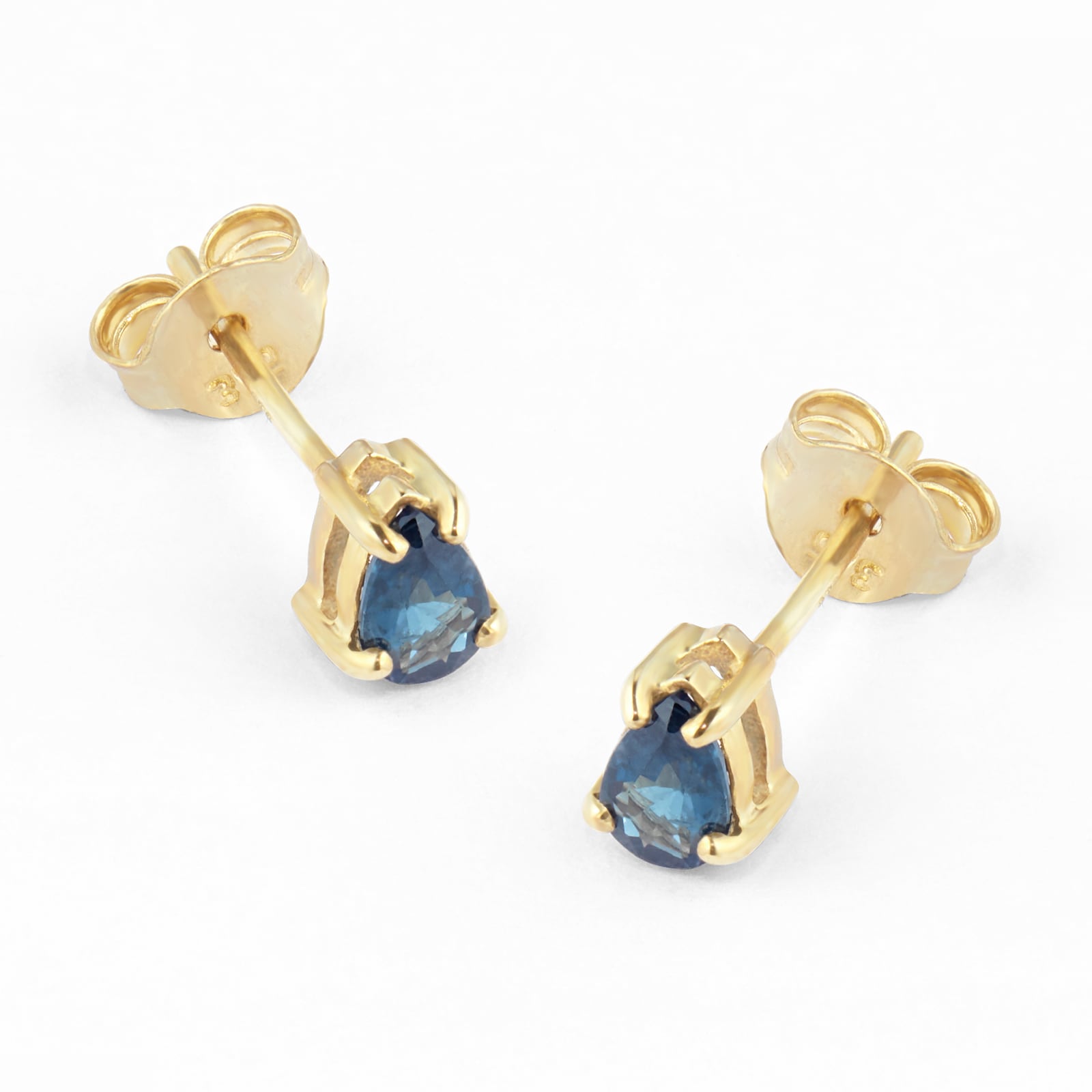 Goldsmiths 9ct Yellow Gold Sapphire Pear Stud Earrings
