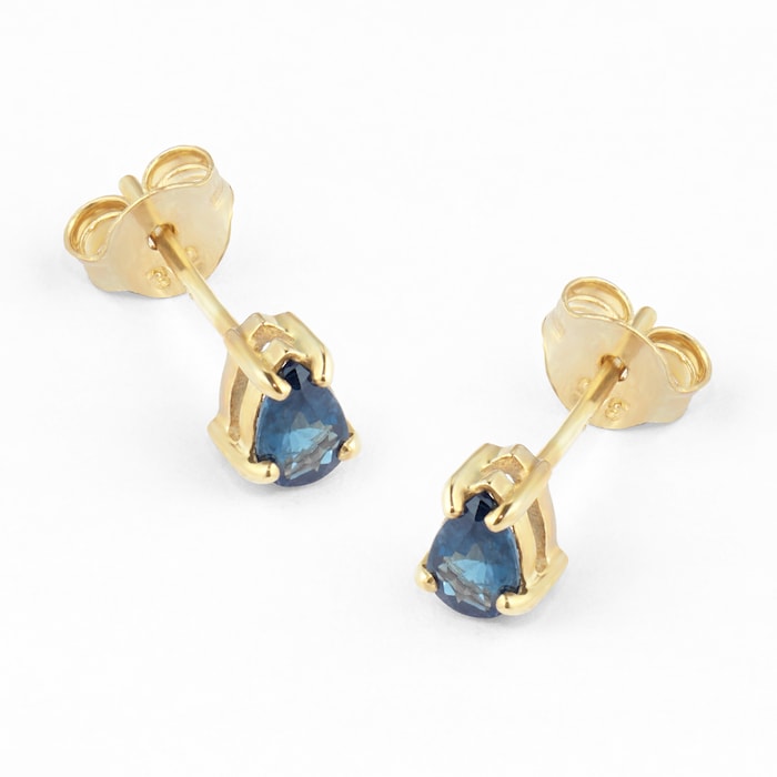 Goldsmiths 9ct Yellow Gold Sapphire Pear Stud Earrings