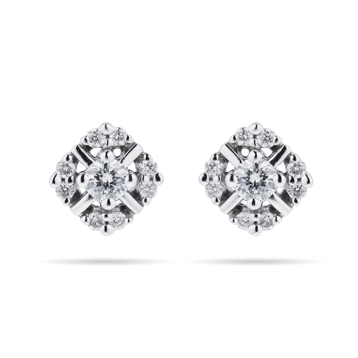 Goldsmiths 9ct White Gold 0.15cttw Diamond Floral Stud Earrings